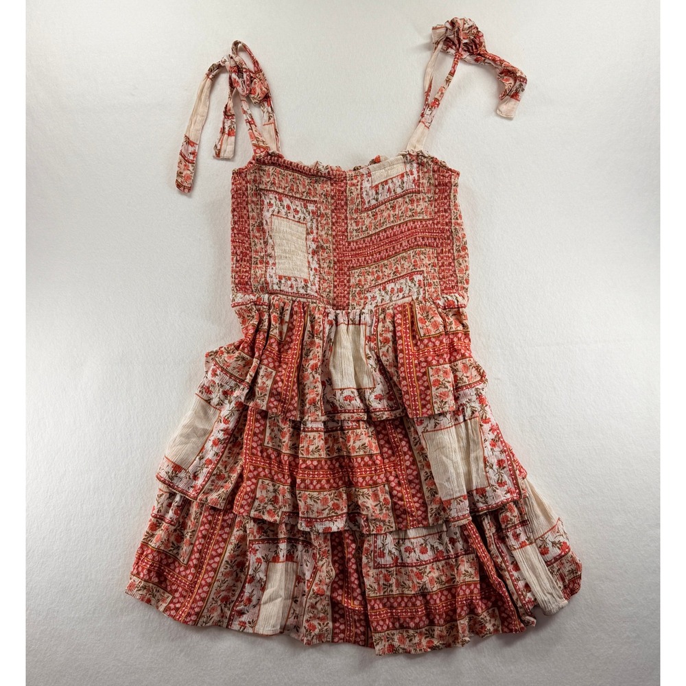 American Eagle Floral Smocked Tiered Mini Dress Medium Boho